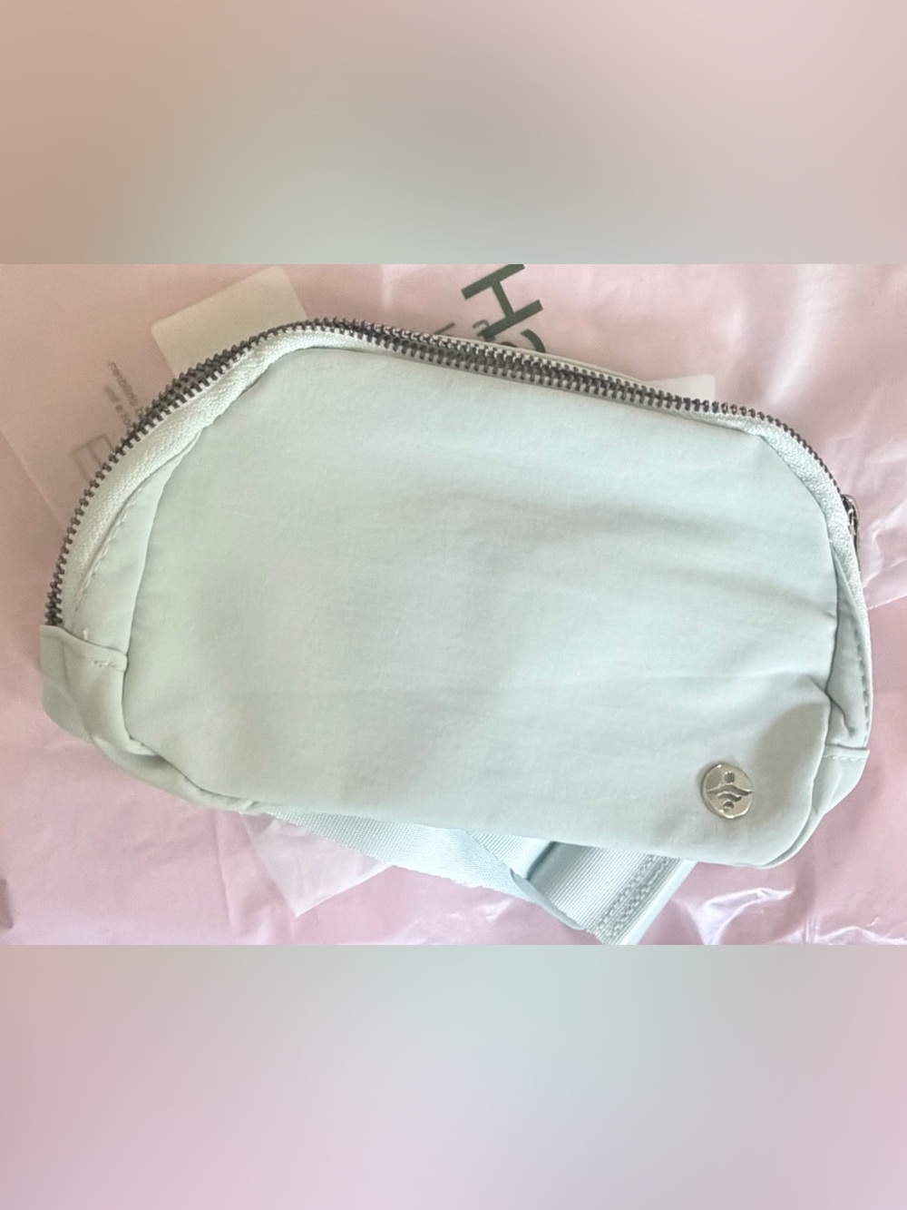 HALARA Light Green Crossbody Sling Bag with Silver Logo Accent